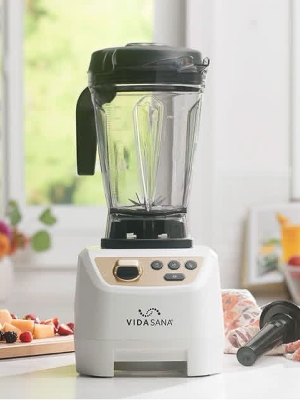 Princess House White Countertop Blender with Black Lid